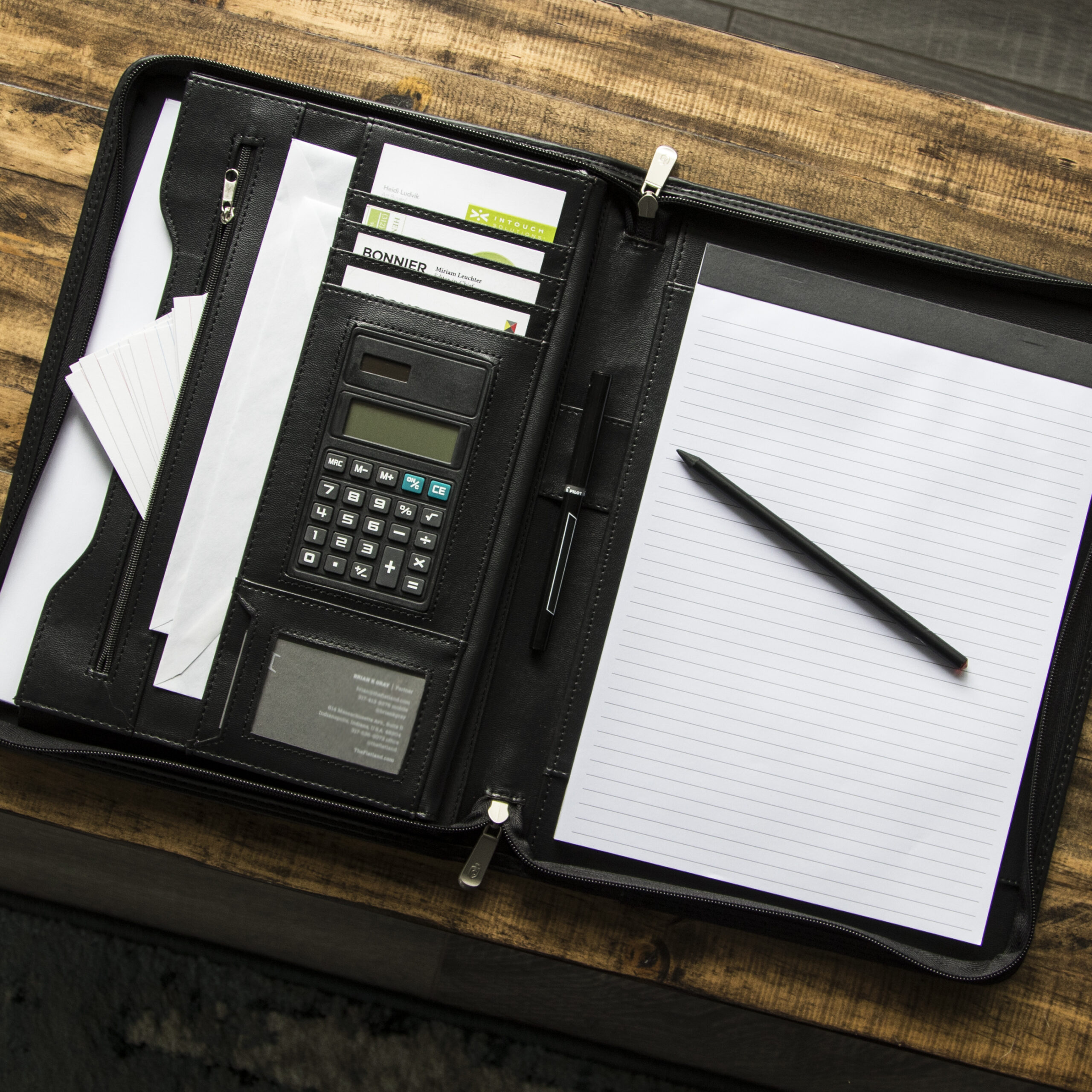 Cossini Black Padfolio & Portfolio All in One